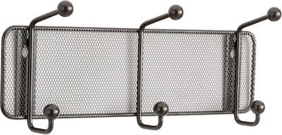 Safco® Onyx™ Mesh Wall Rack, 3 Hook, Black, 5 1/2H x 14 3/4W x 3D