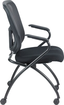 Raynor Eurotech Fabric Seat Flip Nesting Chair, with Arm, Black, 2/Carton