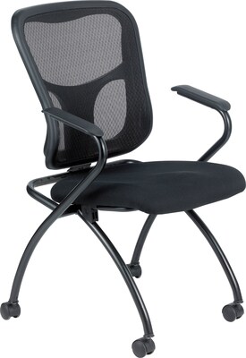 Raynor Eurotech Fabric Seat Flip Nesting Chair, with Arm, Black, 2/Carton