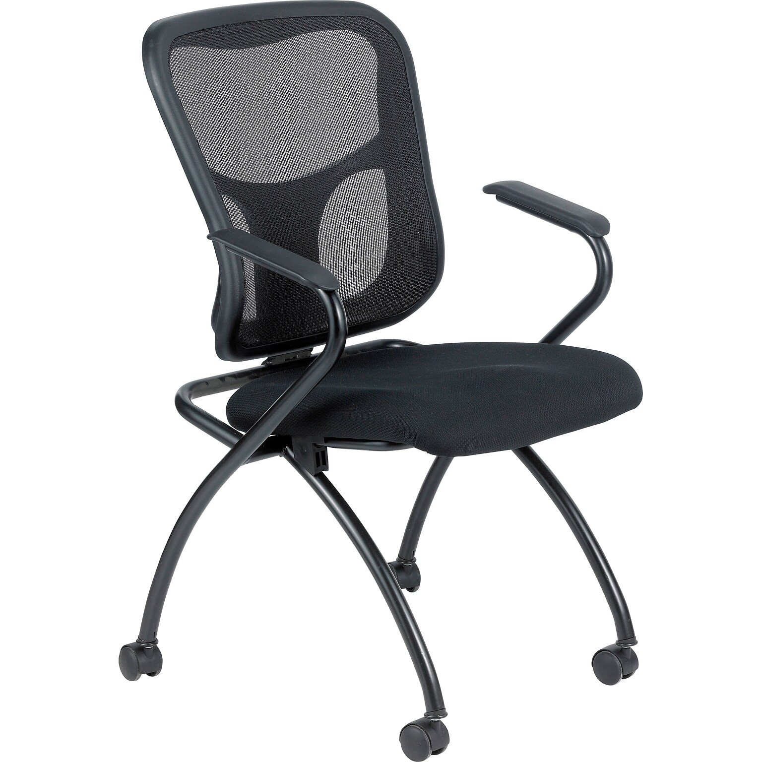 Raynor Eurotech Fabric Seat Flip Nesting Chair, with Arm, Black, 2/Carton