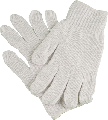 Ambitex® Work Gloves, Cotton Polyester Blend, Medium, White, 12/Bag (CTPS400MD/NLW)