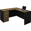 Bestar® Pro-Concept Collection; L-Shaped Desk with Pedestal, Chocolate Bamboo and Black