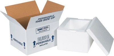 SI Products Standard 8L x 6W x 12H Corrugated Insulated Shipping Box, White, 6 Count (212MASTER)