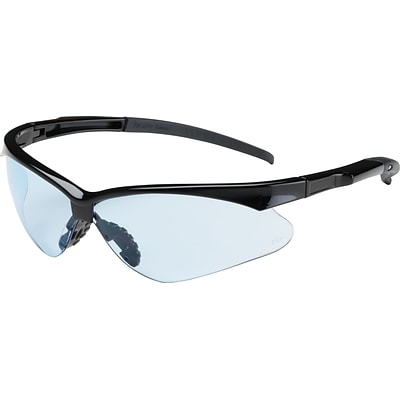 Bouton® Optical Safety Glasses, Adversary, Black Frame, Light Blue Lens, Anti-scratch Coating