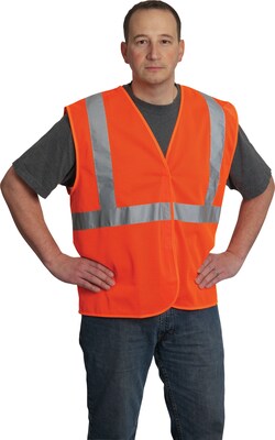 Protective Industrial Products Safety Vests, ANSI Class 2, Orange Mesh, Large (302-MVGOR-L)