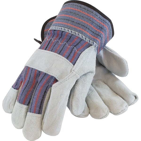 Protective Industrial Products® Work Gloves, Split Cowhide With Safety Cuffs, Extra-Large, Multi-Colored, 12/Pr