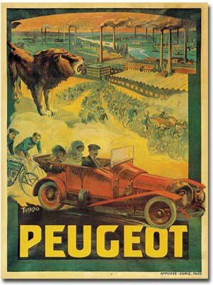 Trademark Global Francisco Tamagno Peugeot Cars, 1908 Canvas Art, 32 x 24