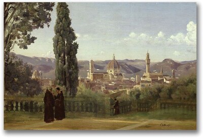Trademark Global Jean Baptiste Corot View of Florence Canvas Art, 30 x 47