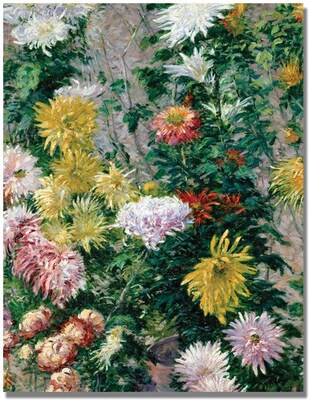Trademark Global Gustave Cailebotte White and Yellow Chrysanthemums Canvas Art, 32 x 24