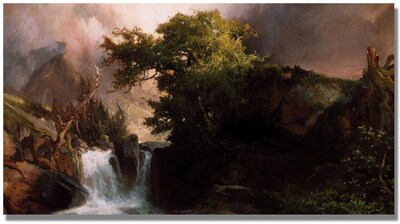Trademark Global Thomas Moran A Mountain Stream Canvas Art, 24 x 47