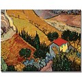 Trademark Global Vincent Van Gogh Landscape with House Canvas Art, 35 x 47