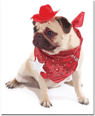 Trademark Global Pug Cowboy Canvas Art, 32 x 26