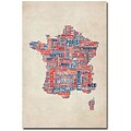Trademark Global Michael Tompsett France - Cities Text Map Canvas Art, 47 x 30