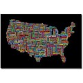 Trademark Global Michael Tompsett US Cities Text Map II Canvas Art, 16 x 24