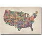 Trademark Global Michael Tompsett "US Cities Text Map VI" Canvas Art, 30" x 47"