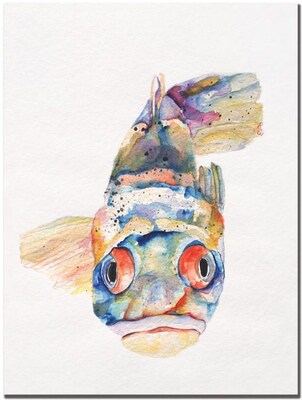 Trademark Global Pat Saunders White Blue Fish Canvas Art, 32 x 26
