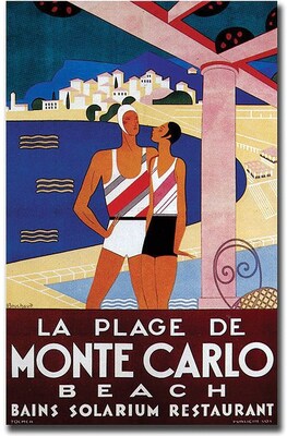 Trademark Global Phillipe Bouchard La Plage de Monte Carlo Beach Canvas Art, 24 x 16