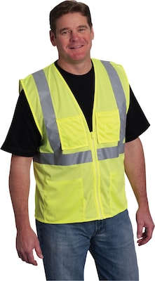 Protective Industrial Products High Visibility Sleeveless Safety Vest, ANSI Class R2, Lime Yellow, 4XL (302-MVGZ4PLY-4X)