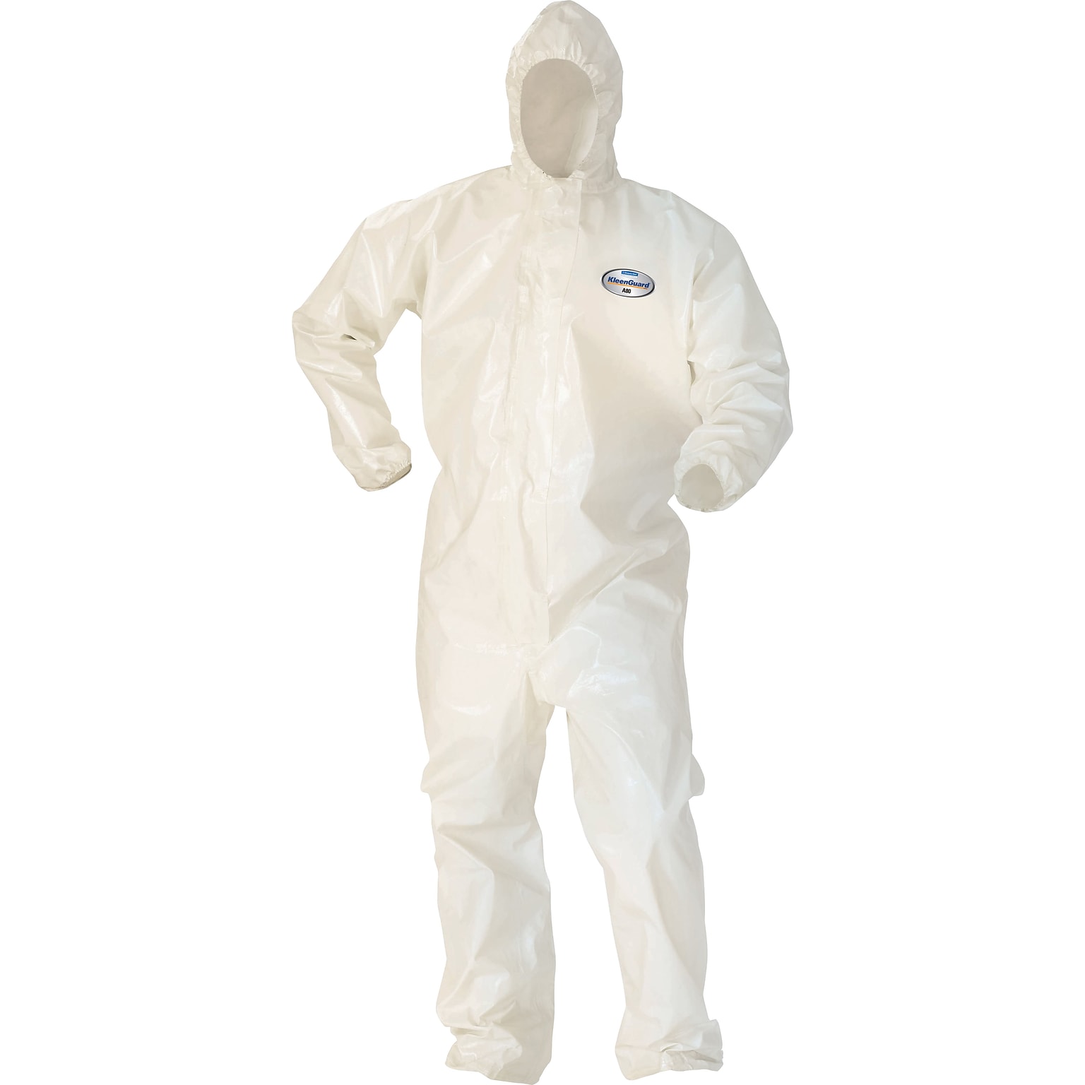 KleenGuard A20 Hooded/Booted Zipper Front Coverall With Elastic Wrists/Ankles, Breathable Particle Protection, White, 4XL, 20/Ct