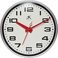 Infinity Instruments Lexington Ave Wall Clock, 15, Silver w/ Red Hands