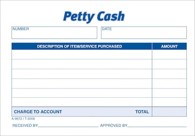 TOPS 1-Part Petty Cash, 5 x 3.5, 50 Sets/Book (3008)