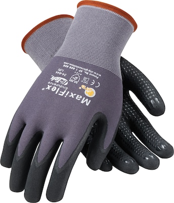 MaxiFlex Endurance Seamless Knit Nylon Glove, Nitrile Coated, Gray/Black, Large, 12 Pairs (34-844/L)