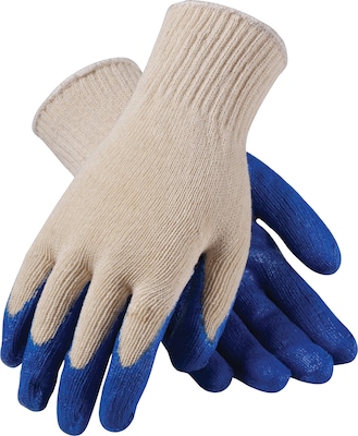 PIP 39-C122 Latex Coated Cotton/Poly Gloves, XL, 10 Gauge, Natural/Blue, 12 Pairs (39-C122/XL)