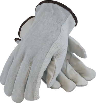 PIP Drivers Gloves, Regular Grade,  Top Grain Cowhide, Large, Gray, 1/Pr