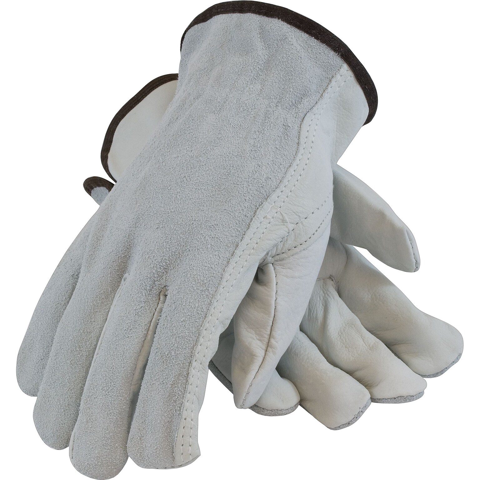 PIP 68-PK-161SB Leather Gloves, Medium, Gray (179956)