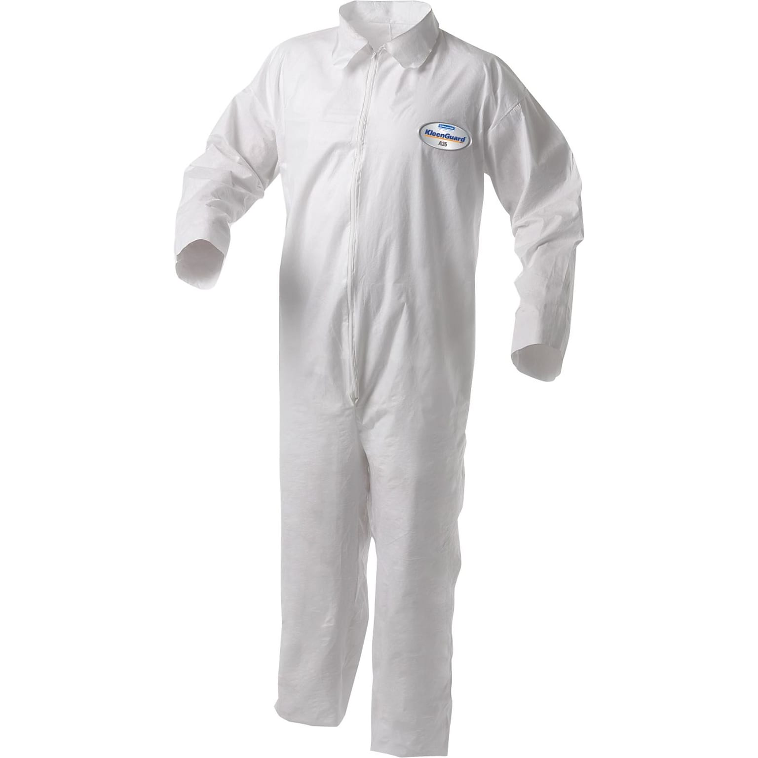 KleenGuard® A35 Shell Zipper Front Coverall With Open Wrists/Ankles, Light Duty Liquid/Particles Protection, White, 3XL, 25/Ct
