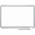 MasterVision® 24(H) x 36(W) Grid Porcelain Planner Dry Erase Board, Aluminum Frame, Each