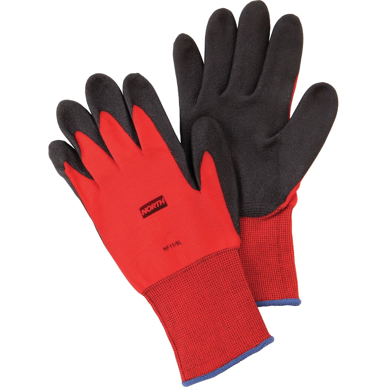 North Flex Red™ Coated Gloves, PVC, Knit-Wrist Cuff, Red/Black, Medium, 12 Pairs (NF11/8M)