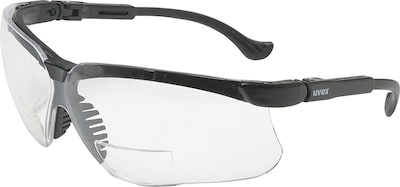 Uvex Genesis® Eyewear, Reading Magnifier Glasses, +2.0, Black Frame, Clear Lens (S3762)