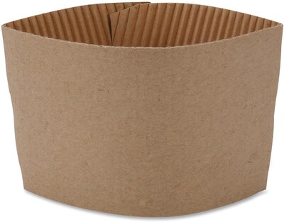 Genuine Joe Protective Corrugated Cup Sleeves, Brown, 50/Pack