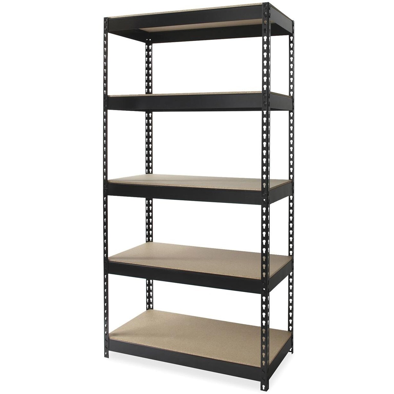 Lorell Fortress Series Riveted Steel Shelving Unit, 48W x 24D x 84H, Black (LLR60648)