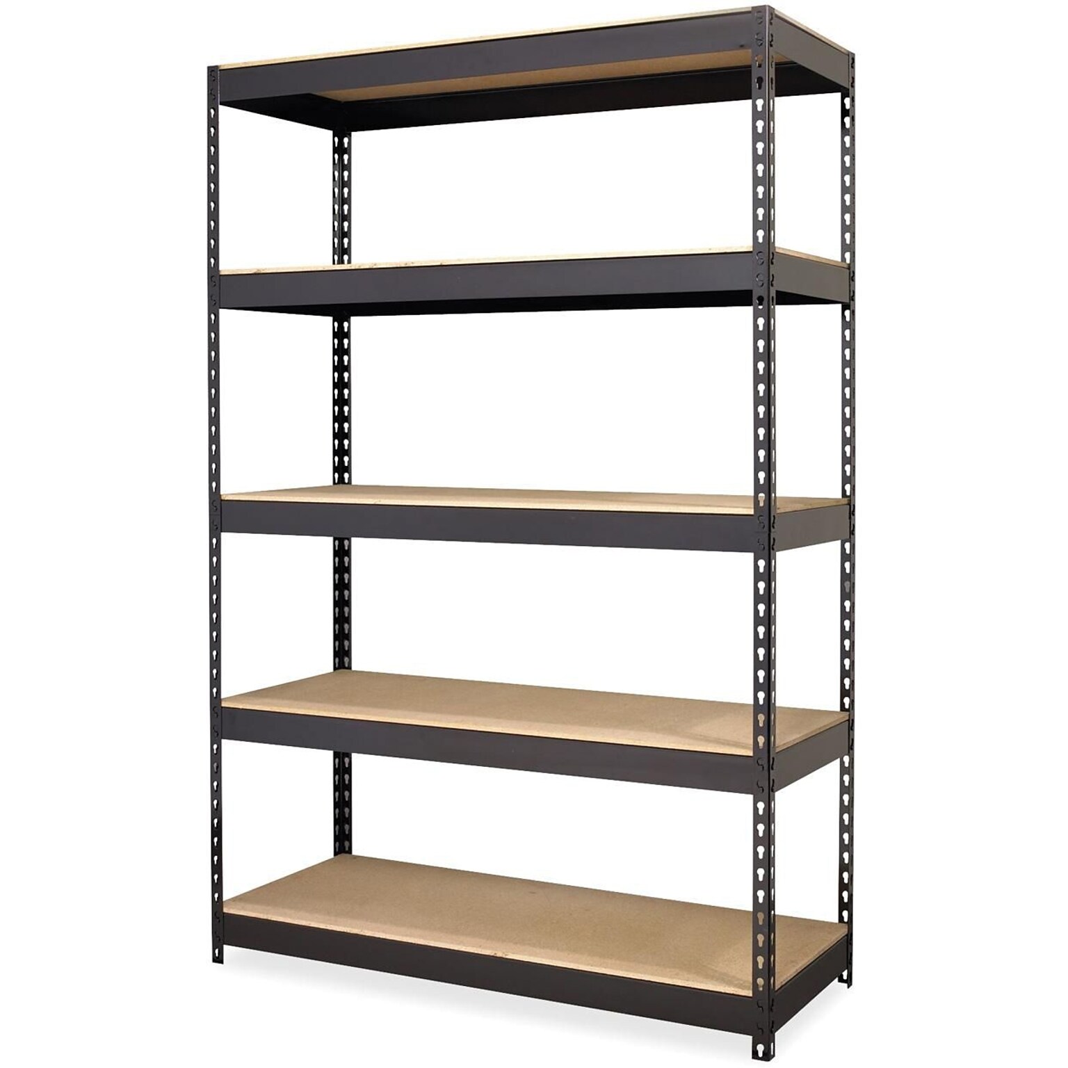Lorell Fortress Series Riveted Steel Shelving, 48W x 18D x 72H, Black (LLR61622)