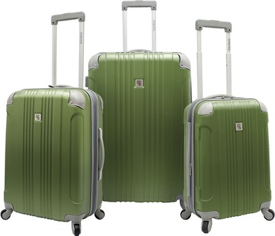Beverly Hills Country Club BH6800 Malibu 3-Piece Hardside Spinner Luggage Set, Green