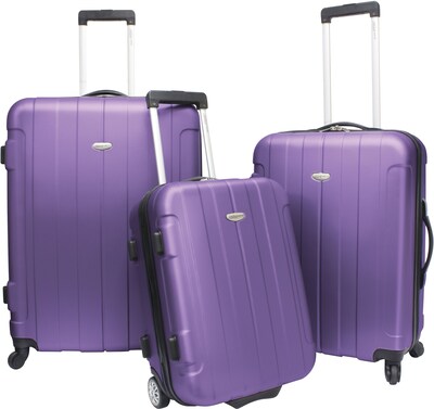 Travelers Choice® TC3900 Rome 3-Piece Hard-Shell Spin/Rolling Luggage Set, Purple