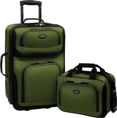 U.S.® Traveler US5600 Rio 2-Piece Expandable Carry-On Luggage Set, Green