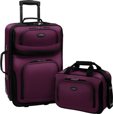 U.S.® Traveler US5600 Rio 2-Piece Expandable Carry-On Luggage Set, Purple