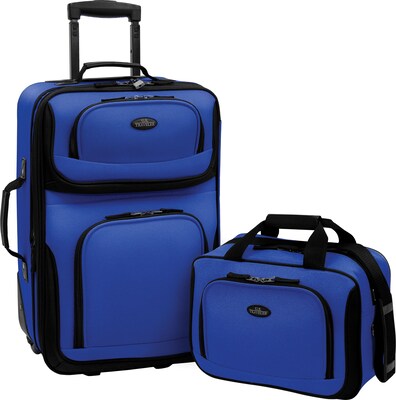 U.S.® Traveler US5600 Rio 2-Piece Expandable Carry-On Luggage Set, Blue