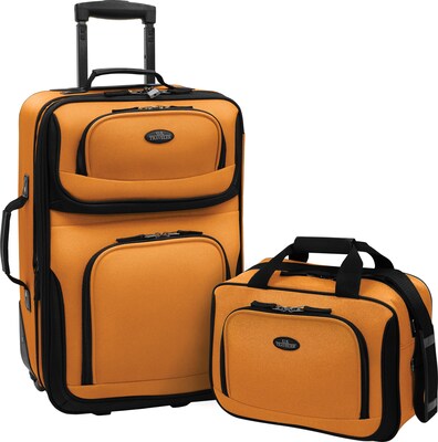 U.S.® Traveler US5600 Rio 2-Piece Expandable Carry-On Luggage Set, Mustard