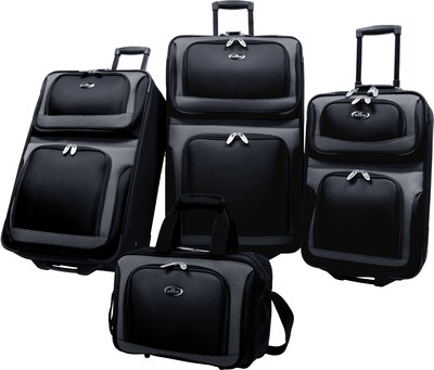 U.S.® Traveler US6300 New Yorker 4-Piece Luggage Set, Black
