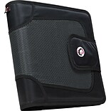 Case It Premium Velcro 2 3-Ring Zipper Binder, Black (S816)