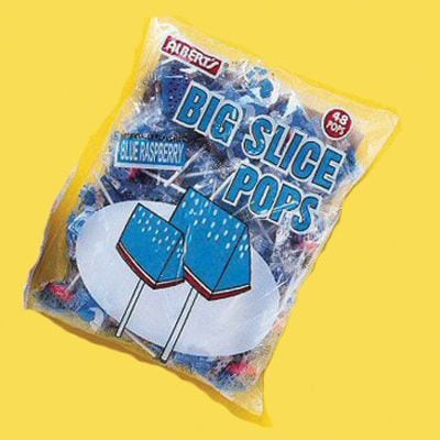 Big Slice Blue Raspberry Pops; 48 Lollipops/Bag