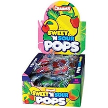 Charms Sweet & Sour Pops Lollipops, Assorted Flavors, 48 Pieces (209-00128)