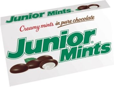 Junior Mints Mint Dark Chocolate Pieces, 4 oz., 12/Box (209-00093)