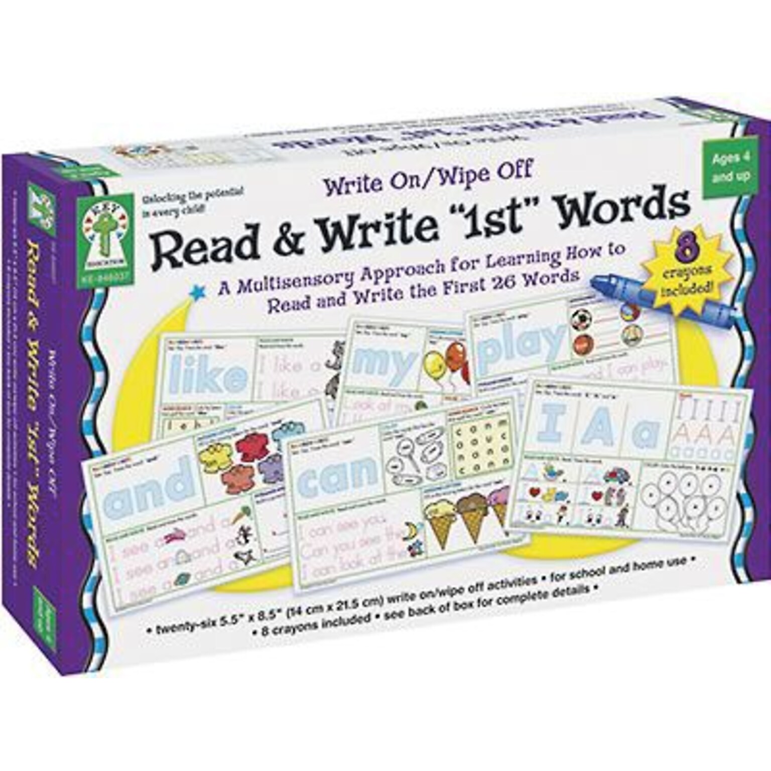 Assorted Publishers Key Education Write On/Wipe Off Cards, Read & Write 1st Words, 34 Cards/Set (KE846037)