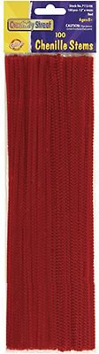 Chenille Kraft® Jumbo Stems, Red, 100/Pack