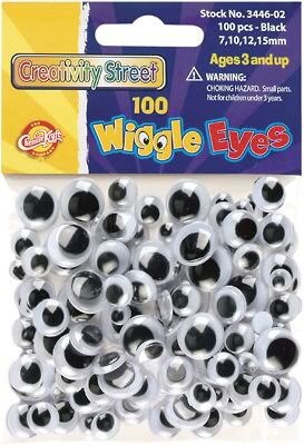 Chenille Kraft® Wiggle Eyes, Black, Assorted Sizes (AC3446-02)